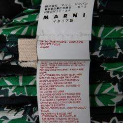 Marni Fern Green Floral Print Silk Pleated Midi Skirt S