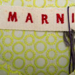 Pre Owned Marni Cream and Lime Green Embroidered Cotton Sleeveless Peplum Crop Top S