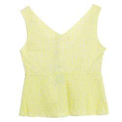 Pre Owned Marni Cream and Lime Green Embroidered Cotton Sleeveless Peplum Crop Top S