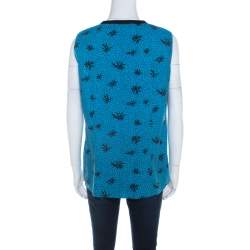 Marni Blue and Black Printed Cotton Sleeveless Top M
