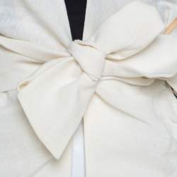 Marni Off White Linen Contrast Piping Detail Belted Jacket M