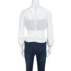 Marni Off White Linen Contrast Piping Detail Belted Jacket M