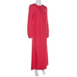 Pre Owned Marni Hot Pink Paneled Button Detail Long Sleeve Maxi Dress S