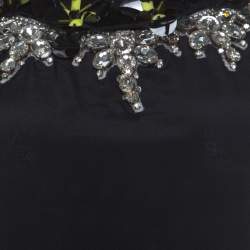 Pre Owned Marni Multicolor Silk Colorblock Floral Embellished Neckline Short Dress M 