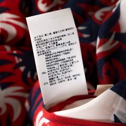 Marni Red & Blue Mixed Print Silk Blend Short Sleeve Dress M