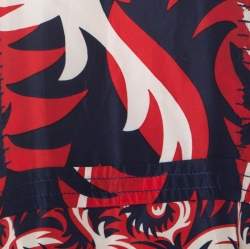 Marni Red & Blue Mixed Print Silk Blend Short Sleeve Dress M