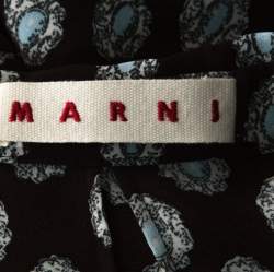 Pre Owned Marni Dark Brown Crystal Print Silk Flared Dress M