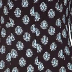 Pre Owned Marni Dark Brown Crystal Print Silk Flared Dress M