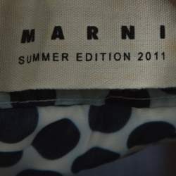 Marni Blue and White Polka Dot Printed Coated Silk Ruffle Detail Skirt S 