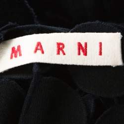 Marni Navy Blue Cotton Blend Macrame Dot Peplum Tunic S