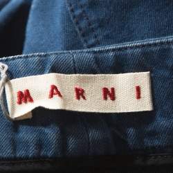 Pre Owned Marni Blue Denim Cropped Wide Leg Pants L