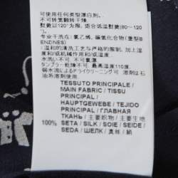 Pre Owned Marni Navy Blue Printed Silk Ruffled Detail Shift Dress M