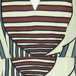 Pre Owned Marni Multicolor Printed Knit Plunge Neck Sleeveless Maxi Dress M