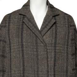 Pre Owned Marni Grey Checkered Wool Oversized Cropped Jacket M