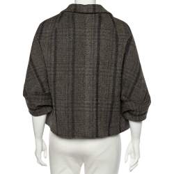 Pre Owned Marni Grey Checkered Wool Oversized Cropped Jacket M