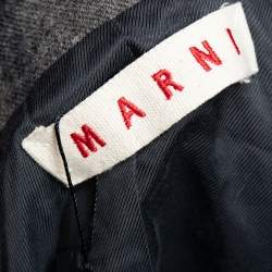 Pre Owned Marni Grey Checkered Wool Oversized Cropped Jacket M