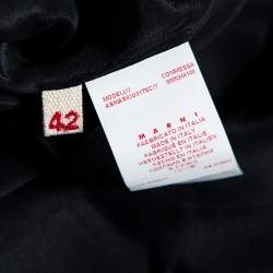 Pre Owned Marni Navy Blue Floral Printed Silk Georgette Asymmetric Dress M