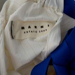 Pre Owned Marni Off-White Striped Cotton Neck Tie Detailed Oversized Belted Dress S