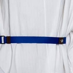 Pre Owned Marni Off-White Striped Cotton Neck Tie Detailed Oversized Belted Dress S