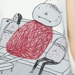 Pre Owned Marni x Brian Rea Cream Printed Stretch Knit Turtle Neck Sleeveless Top M