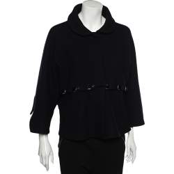 Marni Navy Blue Wool Layered Detail Button Front Jacket S