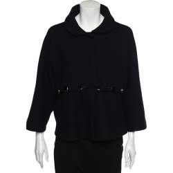 Marni Navy Blue Wool Layered Detail Button Front Jacket S