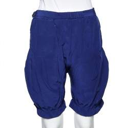 Marni Navy Blue Silk Pocket Detail Shorts S