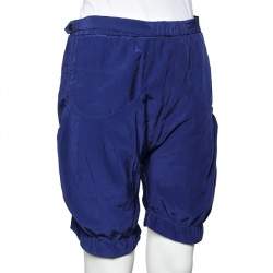 Marni Navy Blue Silk Pocket Detail Shorts S