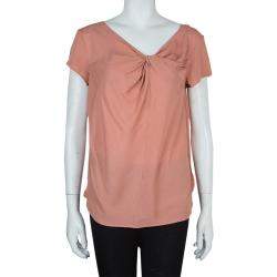 Pre Owned Marni Salmon Pink Twist Knot Neck Top S