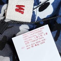 Pre Owned Marni Navy Blue Floral Printed Silk Cropped Trousers M