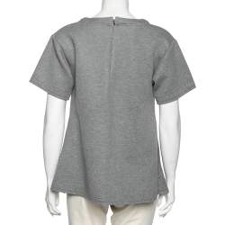 Pre Owned Marni Grey Jersey Asymmetric Hem Detail Short Sleeve Top S