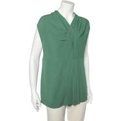 Marni Green Crepe Draped Top M 