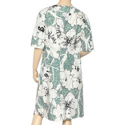 Marni White Floral Printed Cotton V-Neck Midi Dress L