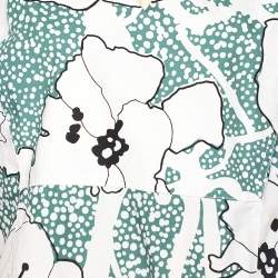 Marni White Floral Printed Cotton V-Neck Midi Dress L