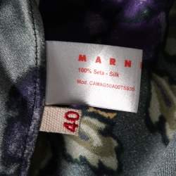 Pre Owned Marni Forest Green Printed Silk Satin Blouse S