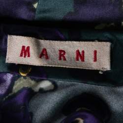 Pre Owned Marni Forest Green Printed Silk Satin Blouse S