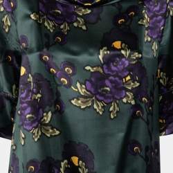 Pre Owned Marni Forest Green Printed Silk Satin Blouse S