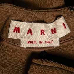 Pre Owned Marni Brown Wool & Silk Asymmetric Hem Blouse M