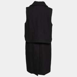 Marni Black Wool Overlay Detail Sleeveless Coat M