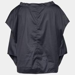 Pre Owned Marni Grey Cotton Asymmetrical V-Neck Top M