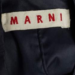 Pre Owned Marni Grey Cotton Asymmetrical V-Neck Top M