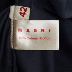 Pre Owned Marni Grey Cotton Asymmetrical V-Neck Top M