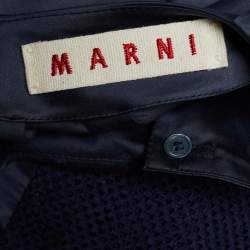 Pre Owned Marni Grey & Navy Blue Eyelet Paneled Cotton Short Skirt L