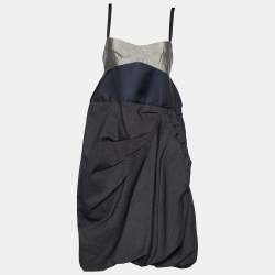 Pre Owned Marni Grey Cotton Asymmetric Draped Balloon Dress M