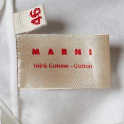 Pre Owned Marni White Cotton Tie Detail Round Neck Long Sleeve Blouse L