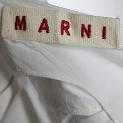 Pre Owned Marni White Cotton Tie Detail Round Neck Long Sleeve Blouse L