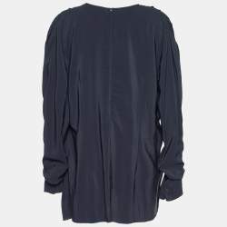 Marni Midnight Blue Silk Pleated Slouchy Top L