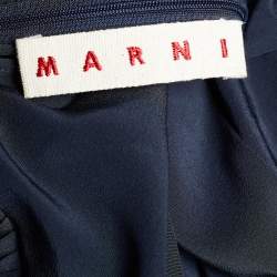 Marni Midnight Blue Silk Pleated Slouchy Top L