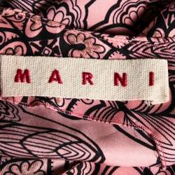 Pre Owned Marni Pink Printed Silk Long Sleeve Short Dress M