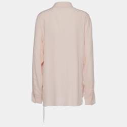 Marni Blush Pink Crepe Silk Button Front Belted Button Front Blouse M